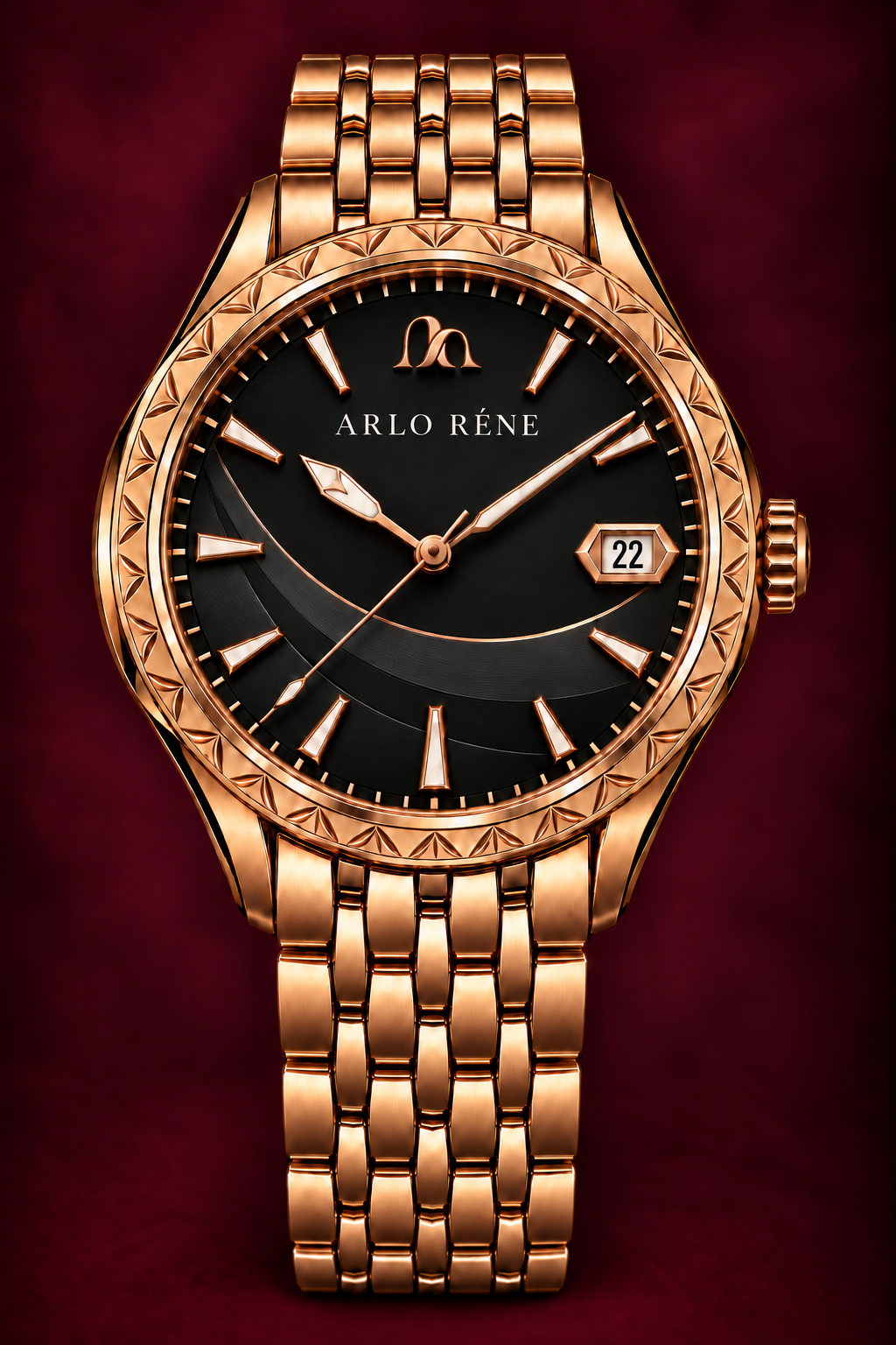 ARLO RÉNE Nocturne timepiece with a near-black dial