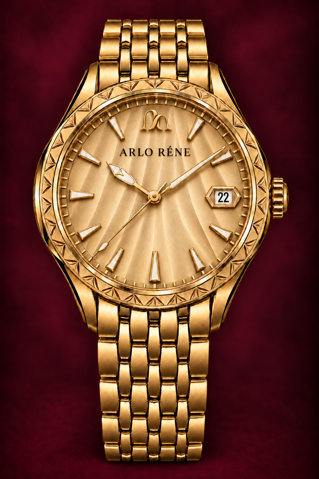 ARLO RÉNE Regent timepiece with a pale champagne dial